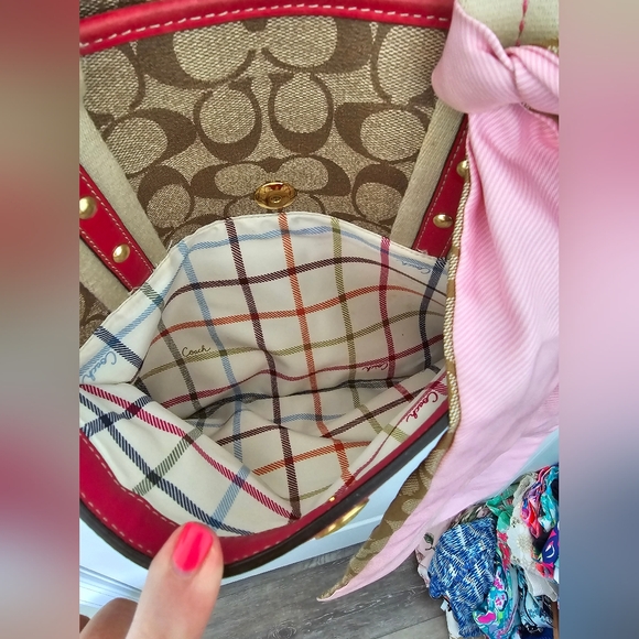 Y2K Coach Heritage Pink Stripe Tote - Picture 8 of 9